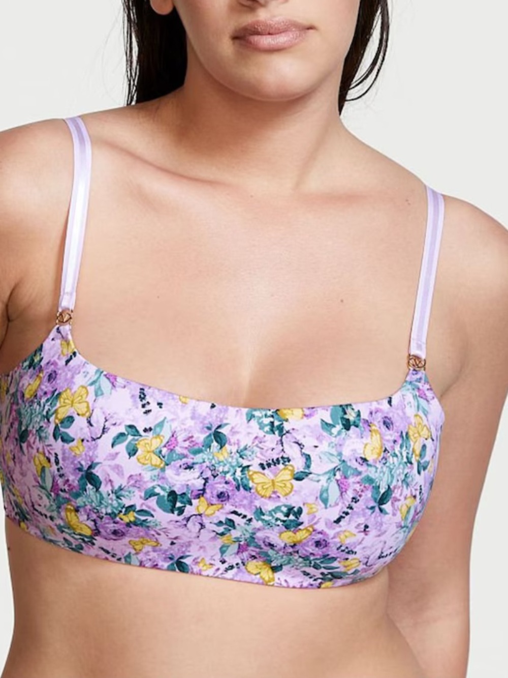 Victoria’s Secret Purple Garden Butterflies Print Smooth  Lounge Bra
